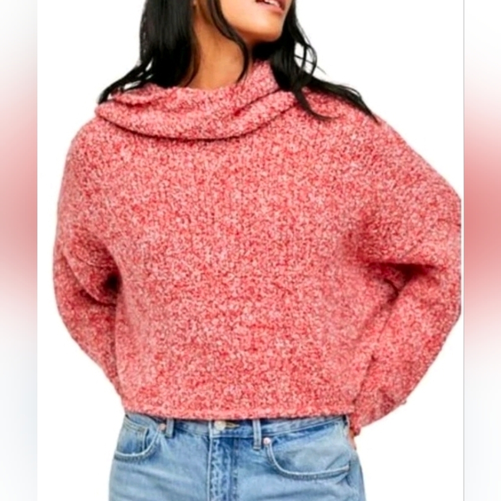 Free People Red Lotus BFF Knit Cowl Neck Sweater sz M